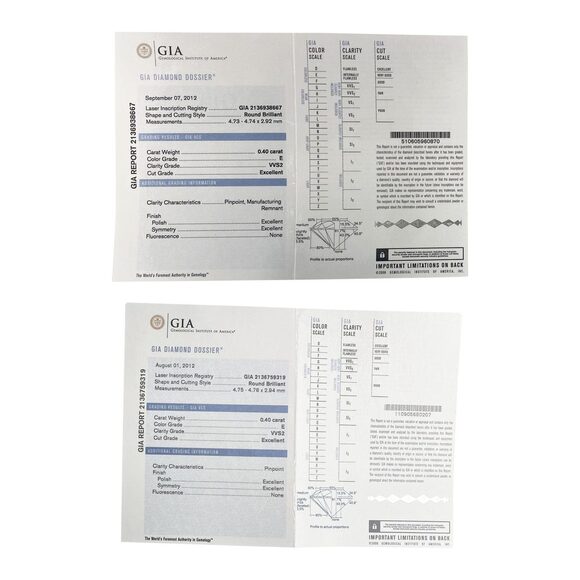 Blue Nile Diamond Stud Earring in 14K White Gold GIA Certified E VVS2 0.80 CTW - Picture 4 of 4